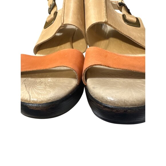 Jambu Womens Tan & Orange Wedge Sandals With Ankle Strap 10 - Picture 3 of 8